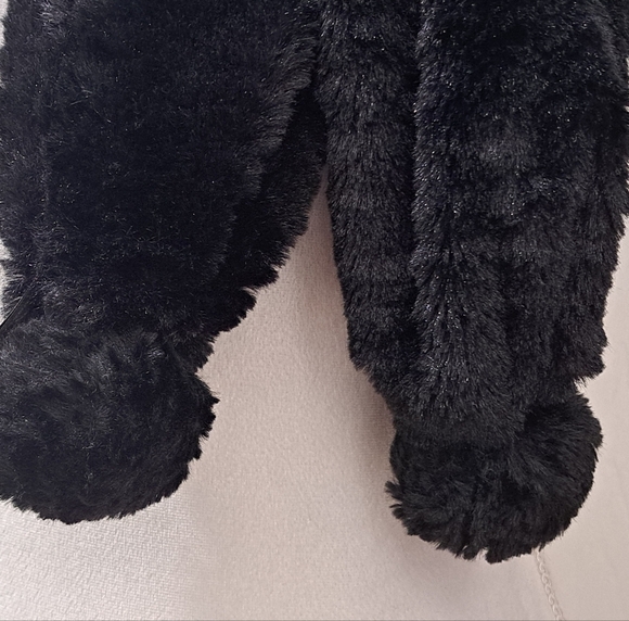 Black Faux Fur Scarf With Poms By Posh Plush - Picture 5 of 6